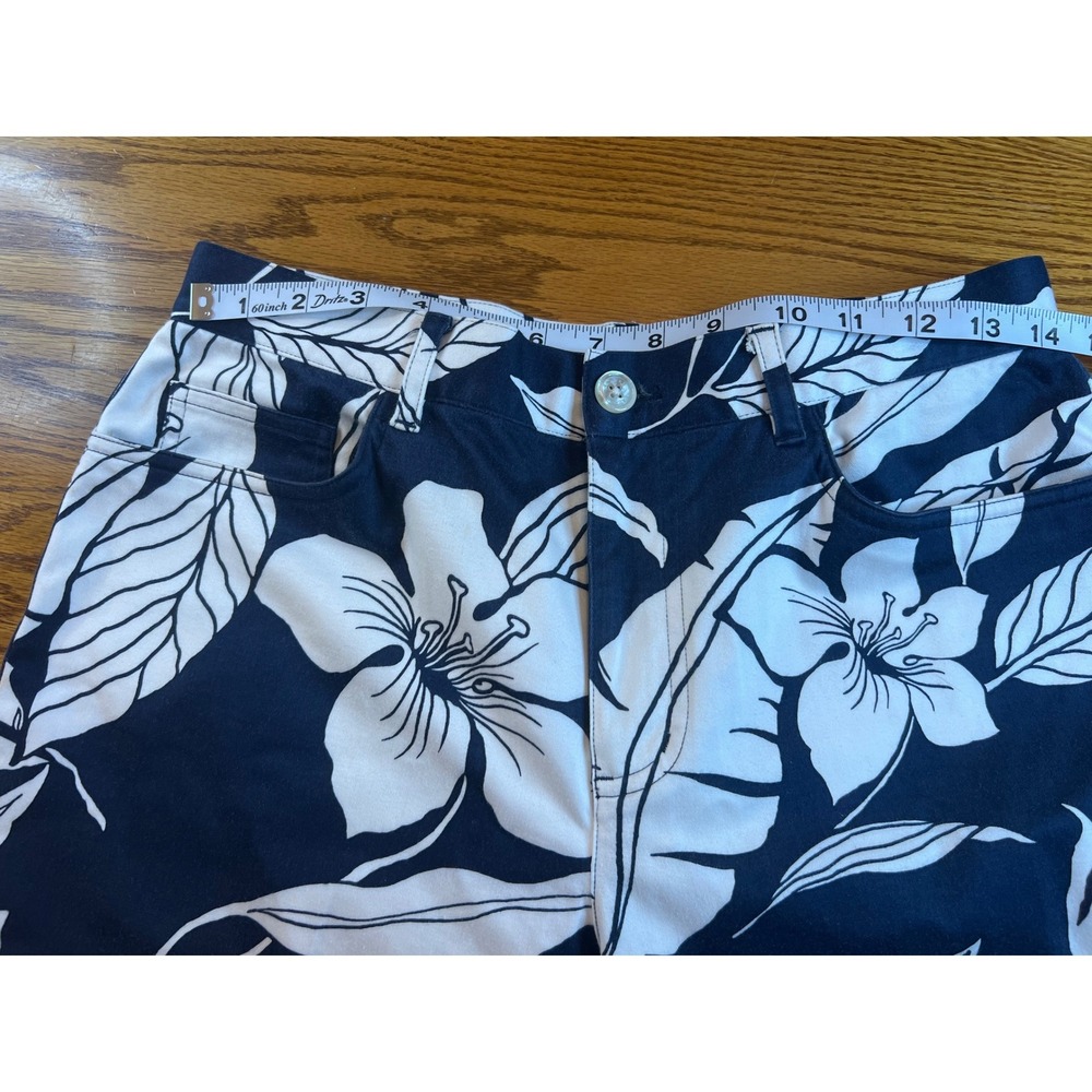 Lauren Ralph Lauren Womens Navy Blue White‎ Tropical Floral Straight Leg Pants 8 - Picture 6 of 11